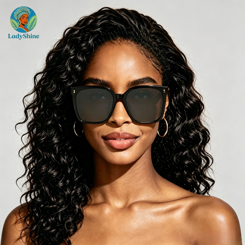 【LadyShine】Unisex Square Sunglasses UV400 Protection PC Lens Fashion Eyewear, Lightweight Anti-UV Sun Glasses For Men Women, Driving Safari Party Church Daily Wear, Black & Cream Two Colors Available