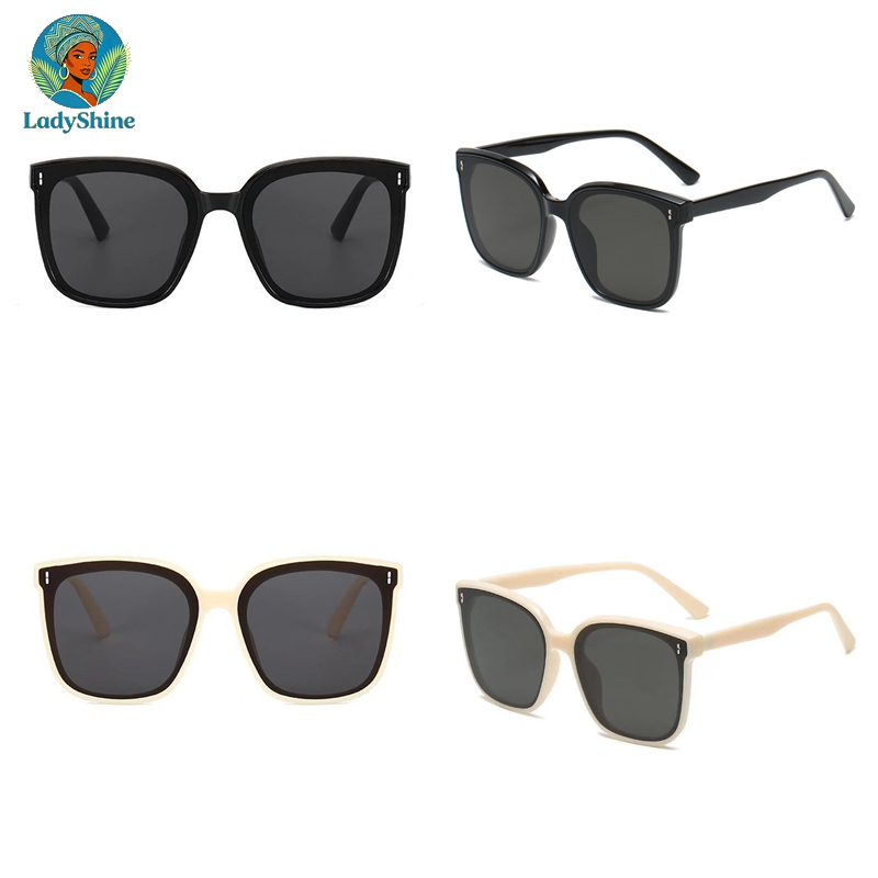 【LadyShine】Unisex Square Sunglasses UV400 Protection PC Lens Fashion Eyewear, Lightweight Anti-UV Sun Glasses For Men Women, Driving Safari Party Church Daily Wear, Black & Cream Two Colors Available