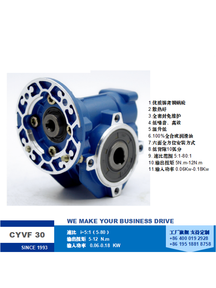 CYVF110 Worm Gear Reducer Industrial Gearbox 7.5:1–100:1 Speed Ratio High Torque Aluminum Housing Heavy Duty Transmission
