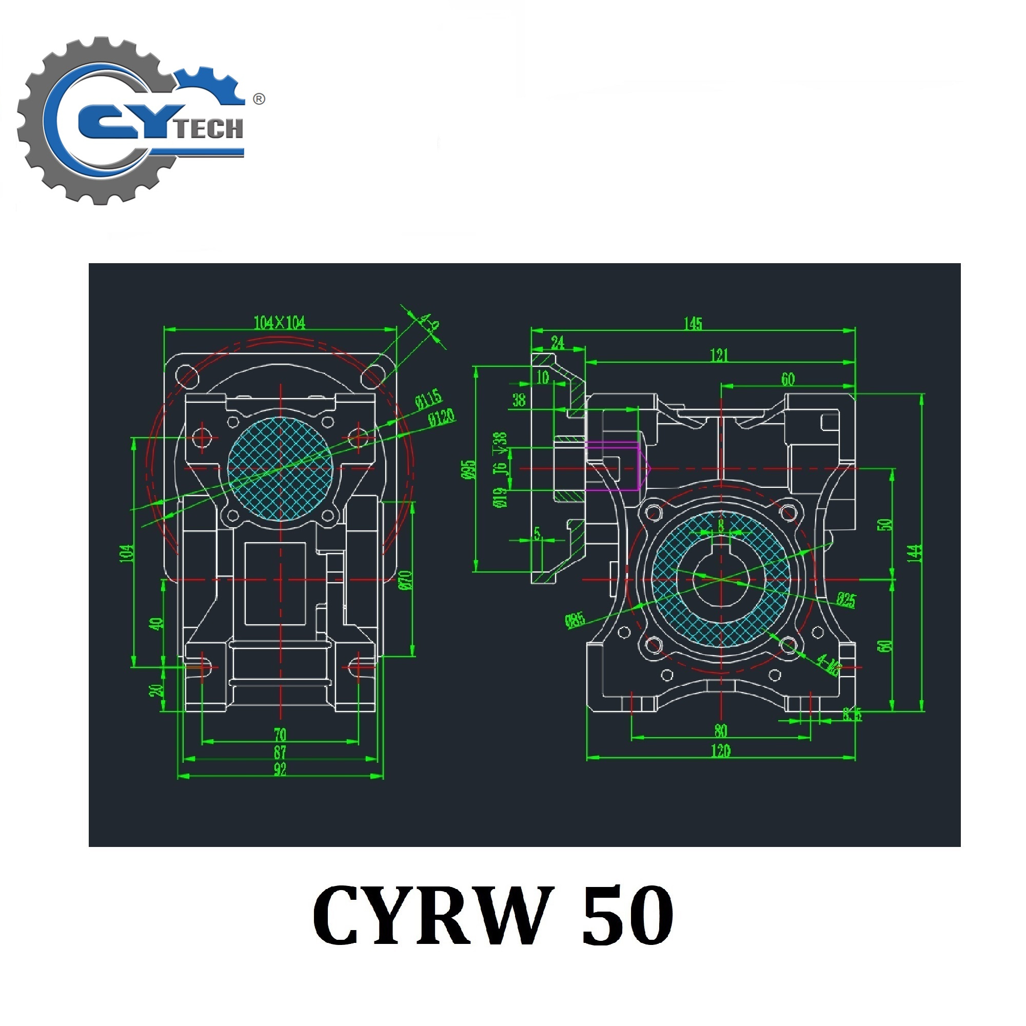 CYRW50 Worm Gearbox High Efficiency Precision Worm Gear with Ratio 7.5:1 to 100:1