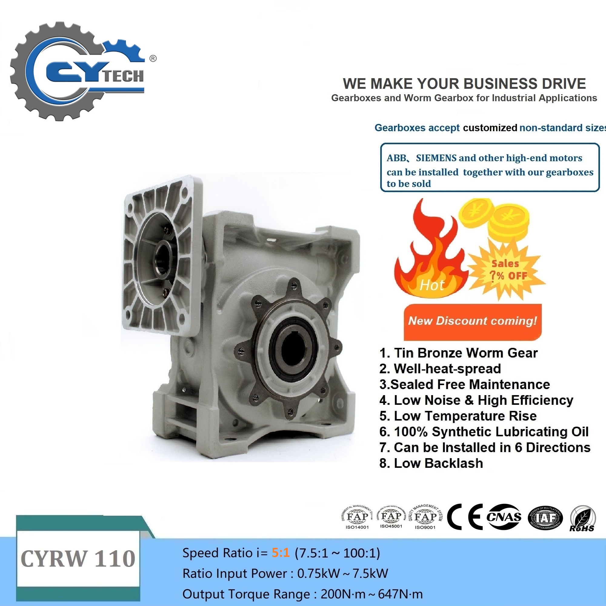 CYRW110 Heavy Duty Worm Gear Reducer for Industrial Machinery