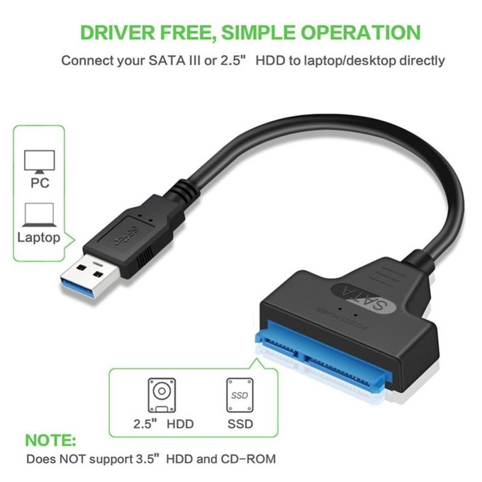 SATA to USB Cable USB 3.0 to SATA III Hard Driver Adapter for 2.5" HDD/SSD SATA III Hard Disk Drive USB SATA Converter