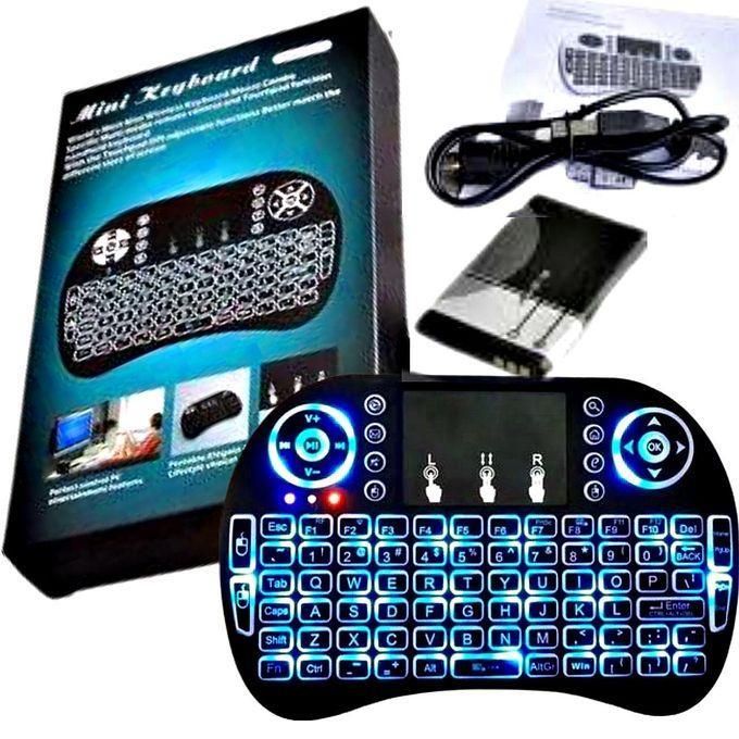 Mini Backlit Wireless Keyboard with Touchpad Mouse Combo Remote Control with Rechargeable Li-ion Battery and Multimedia Keys for Android TV Box HTPC PS3 Smart TV PC X-Box Linux Windows MacOS