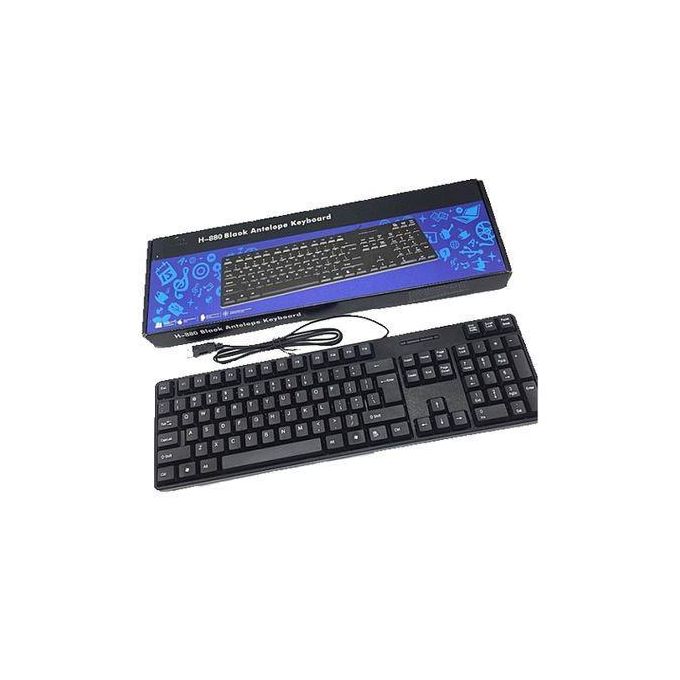 Antelope Wired Keyboard, Full-Sized, QWERTY Layout, Black-Plug-and-Play Convenience and high quality key construction for laptop, desktop.