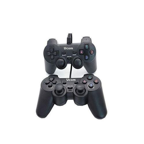 UCOM Double USB Game Controller Twin Pad | 2 Wired Gamepads | Plug & Play | Ergonomic Design | Durable Build | PC & Android TV Compatible | Multiplayer Gaming