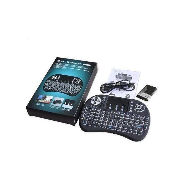 Mini Backlit Wireless Keyboard with Touchpad Mouse Combo Remote Control with Rechargeable Li-ion Battery and Multimedia Keys for Android TV Box HTPC PS3 Smart TV PC X-Box Linux Windows MacOS