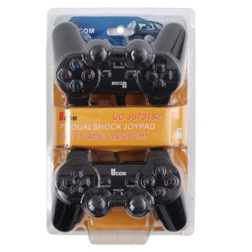 UCOM Double USB Game Controller Twin Pad | 2 Wired Gamepads | Plug & Play | Ergonomic Design | Durable Build | PC & Android TV Compatible | Multiplayer Gaming