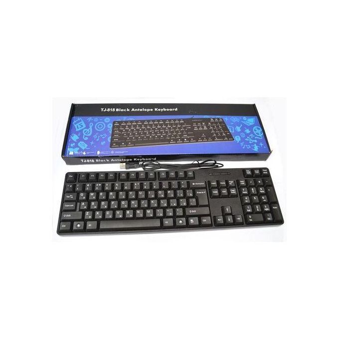 Antelope Wired Keyboard, Full-Sized, QWERTY Layout, Black-Plug-and-Play Convenience and high quality key construction for laptop, desktop.