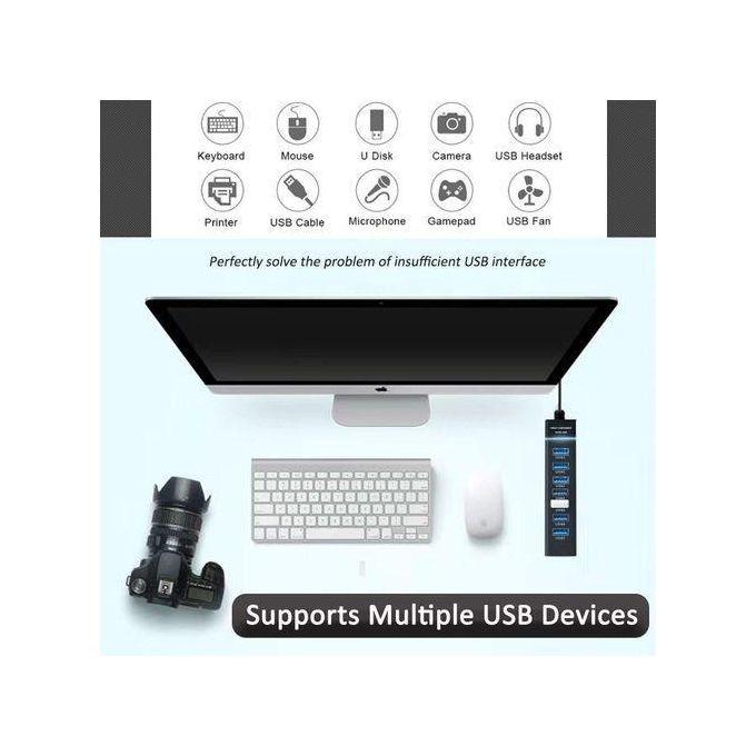 7- PORTS USB HUB 3.0 HIGH SPEED ADAPTER| PORTABLE AND LIGHT WEIGHT| CONNECT MULTIPLE DEVICES TO YOUR COMPUTER AND LAPTOP LIKE MOUSE, FLASH DRIVE, EXTERNAL HDD