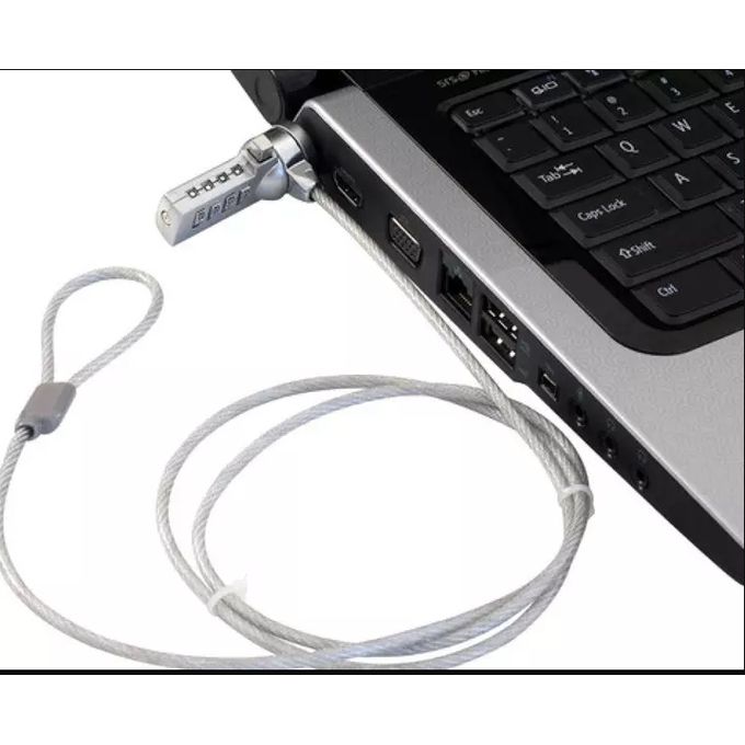 Laptop Lock Cable Chain, Theft Deterrent 4 Digit Password for Notebook PC, for Notebooks/Desktops with Built in Standard Security Locking Slot Hole
