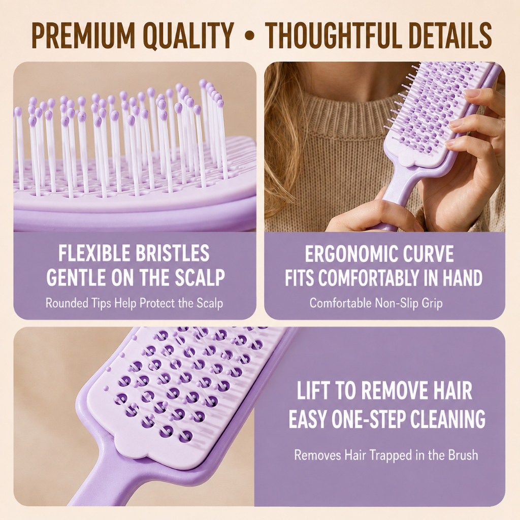 Hair Brush Self-Cleaning Anti-Static Detangling Scalp Massage Air Cushion Com Anti-static Haird