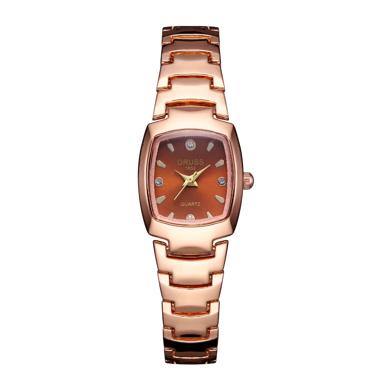 ORUSS Women's Watch Creative Square Dial Unique Rose Gold Electroplated Bracelet Waterproof Diamond Accent Quartz Watch For Daily Wear Dating Gift