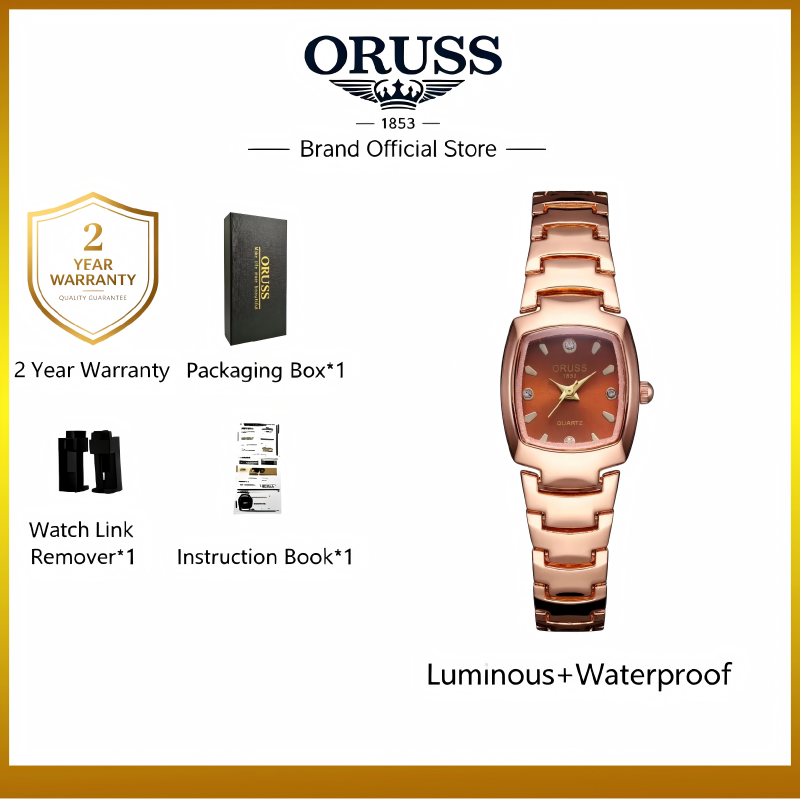 ORUSS Women's Watch Creative Square Dial Unique Rose Gold Electroplated Bracelet Waterproof Diamond Accent Quartz Watch For Daily Wear Dating Gift