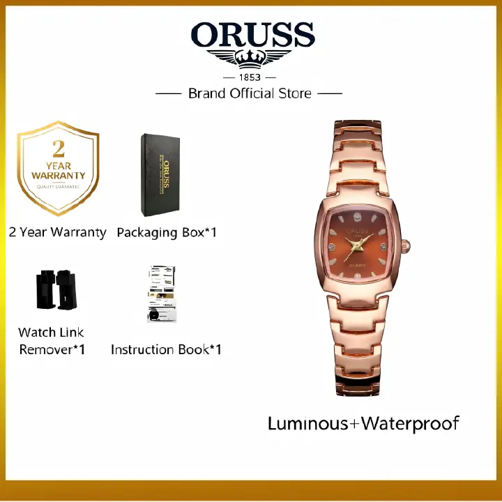 ORUSS Women's Watch Creative Square Dial Unique Rose Gold Electroplated Bracelet Waterproof Diamond Accent Quartz Watch For Daily Wear Dating Gift