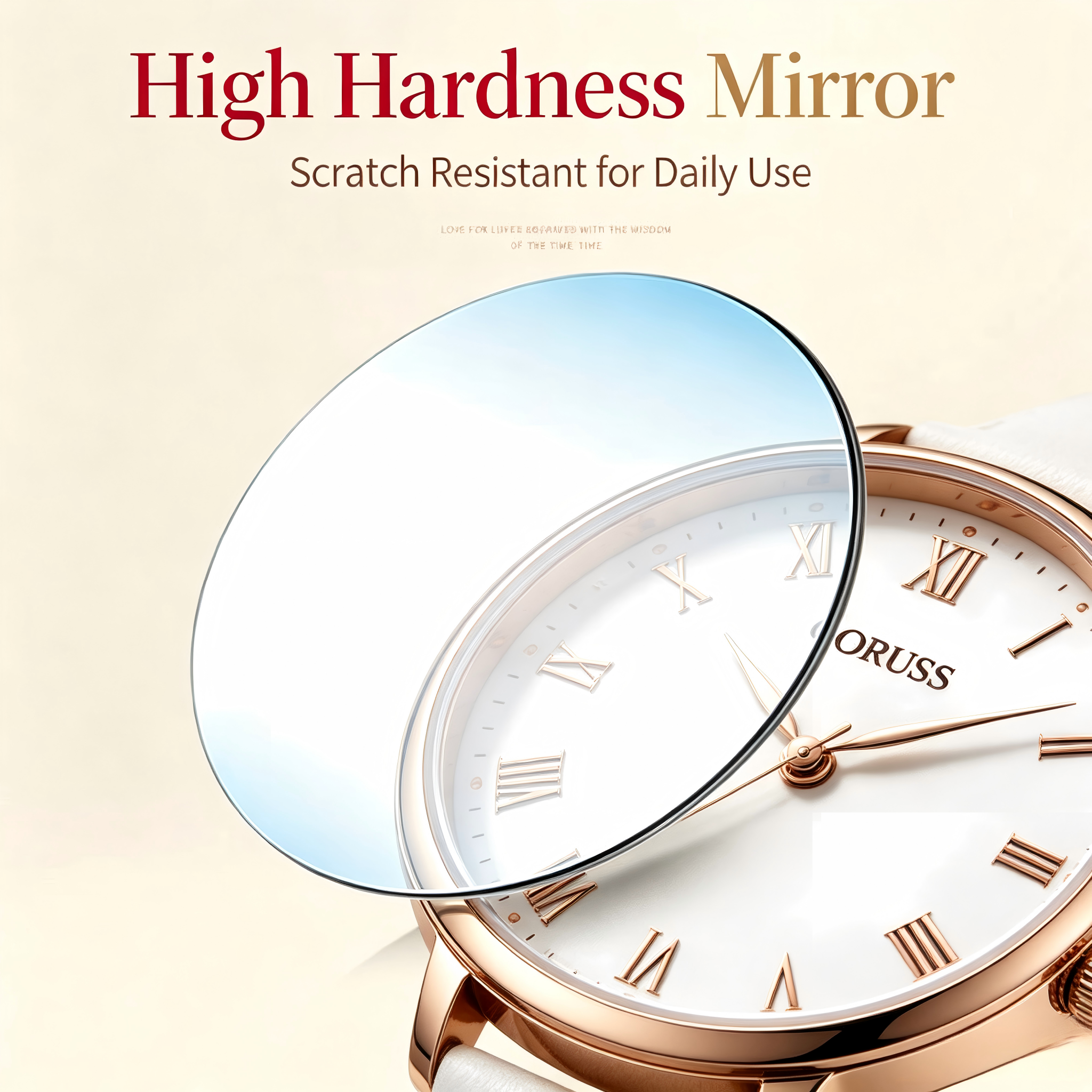 ORUSS 1853 Two-Tone Stainless Steel Women Quartz Watch, White Textured Dial Crystal Markers Day Date Ladies Dress Wrist Watch Gift Set With Original Brand Gift Box