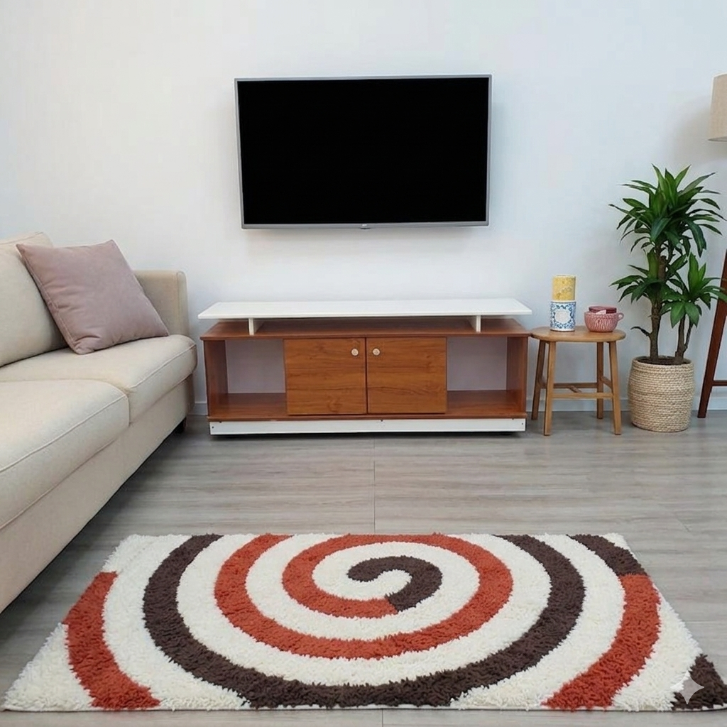 Modern Dual-Tone TV Stand & Entertainment Units – White Top & Warm Wood Finish Media Console Cabinet with Storage Doors