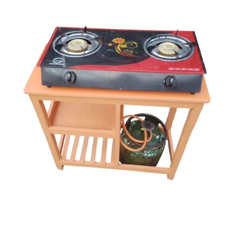 [Crazy offer] Modern strong and classic kitchen table, Wooden strong Kitchen table with racks. suitable for tabletop cooker.as picture