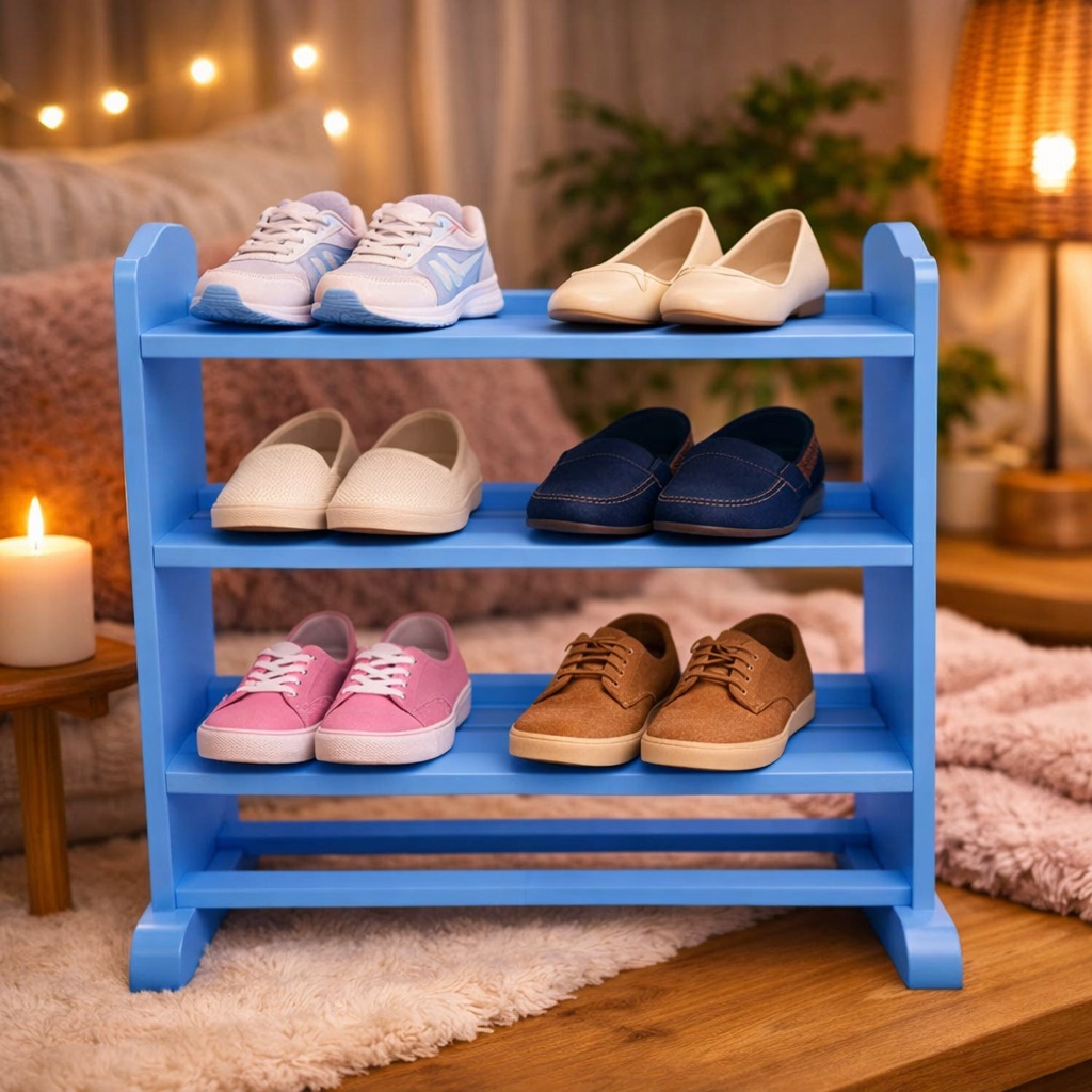 [CRAZY DEALS] Offer price 4 layers Wooden Shoe Rack Economical Shoe Shelf Simple Shoe Cabinet Multi-layer Assembly Door Dormitory Organizer Shoe