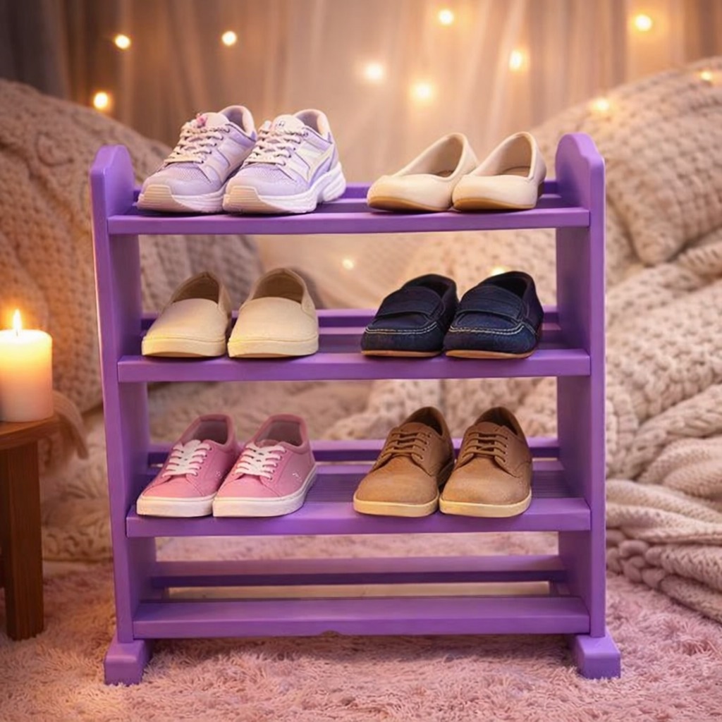 [CRAZY DEALS] Offer price 4 layers Wooden Shoe Rack Economical Shoe Shelf Simple Shoe Cabinet Multi-layer Assembly Door Dormitory Organizer Shoe