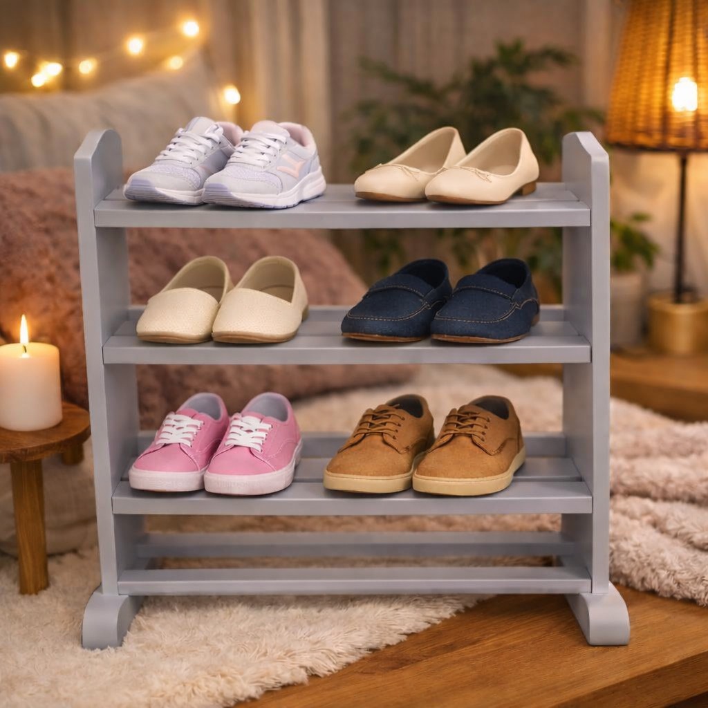 [CRAZY DEALS] Offer price 4 layers Wooden Shoe Rack Economical Shoe Shelf Simple Shoe Cabinet Multi-layer Assembly Door Dormitory Organizer Shoe