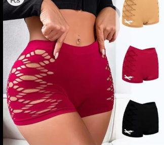🔥3PCS Women’s High Waist Stretch Shorts – Breathable Bodycon Fitness Shorts with Stylish Cut-Out Design