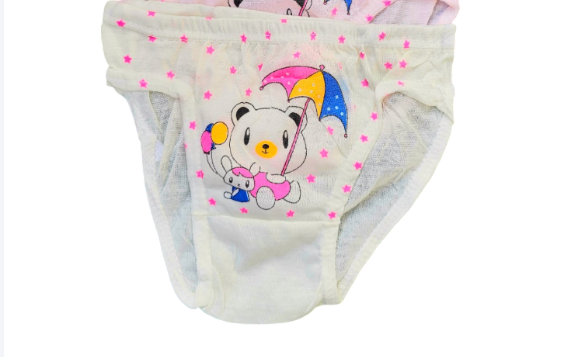 🩲6PCs of Girls Cartoon Theme Cotton Panties/Underwear – Soft Breathable Kids Panties with Cute Bear Design (Small & Medium)