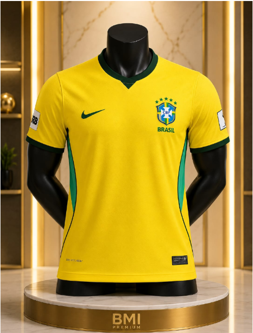 Brazil Home Football Jersey – Men's Yellow Soccer Fan Shirt | Breathable Sportswear 2025/2026 Edition