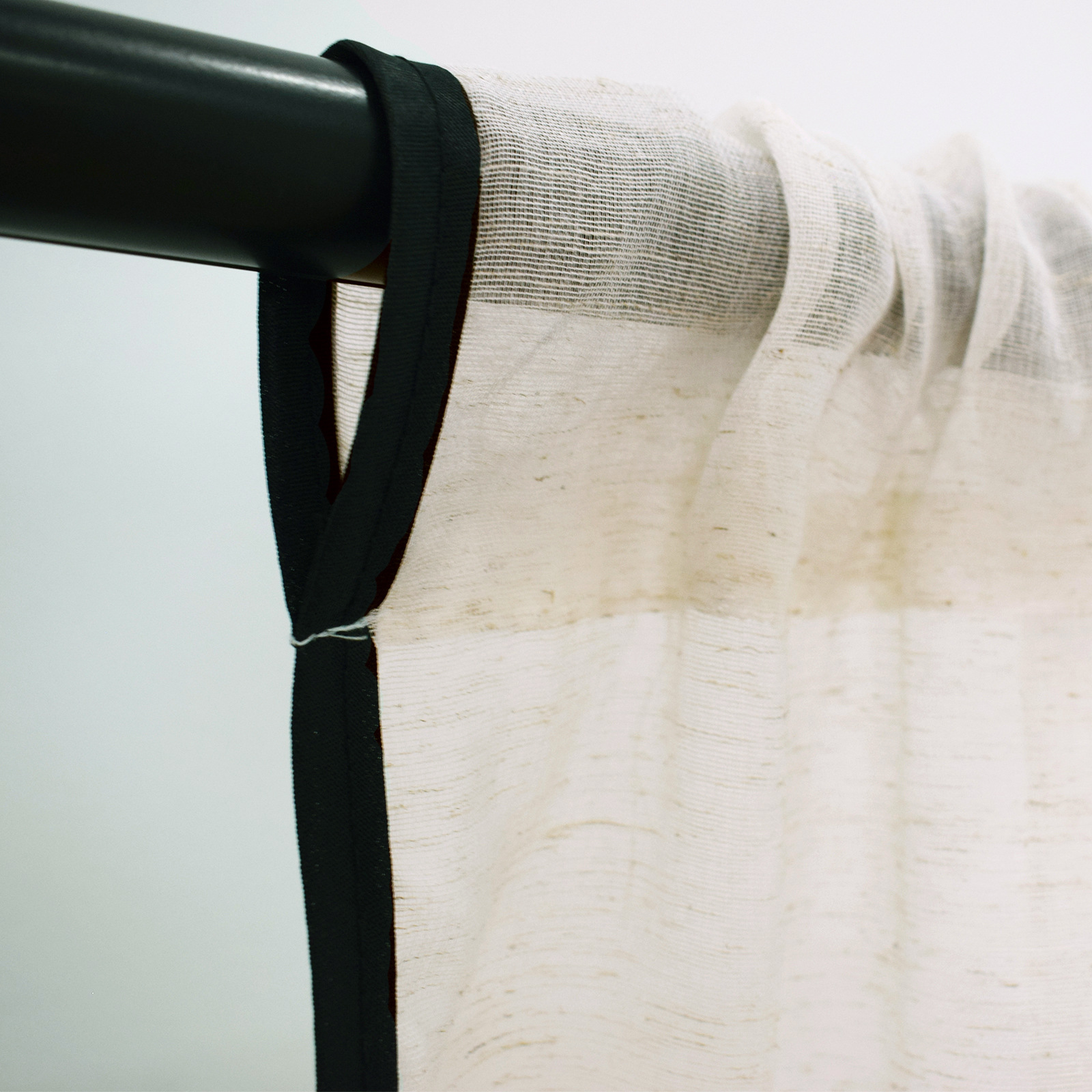 1 piece French-Style Plain Linen Gauze Sheer Curtains with Blackout Borde，Imitation hemp texture，Looming, protecting privacy
