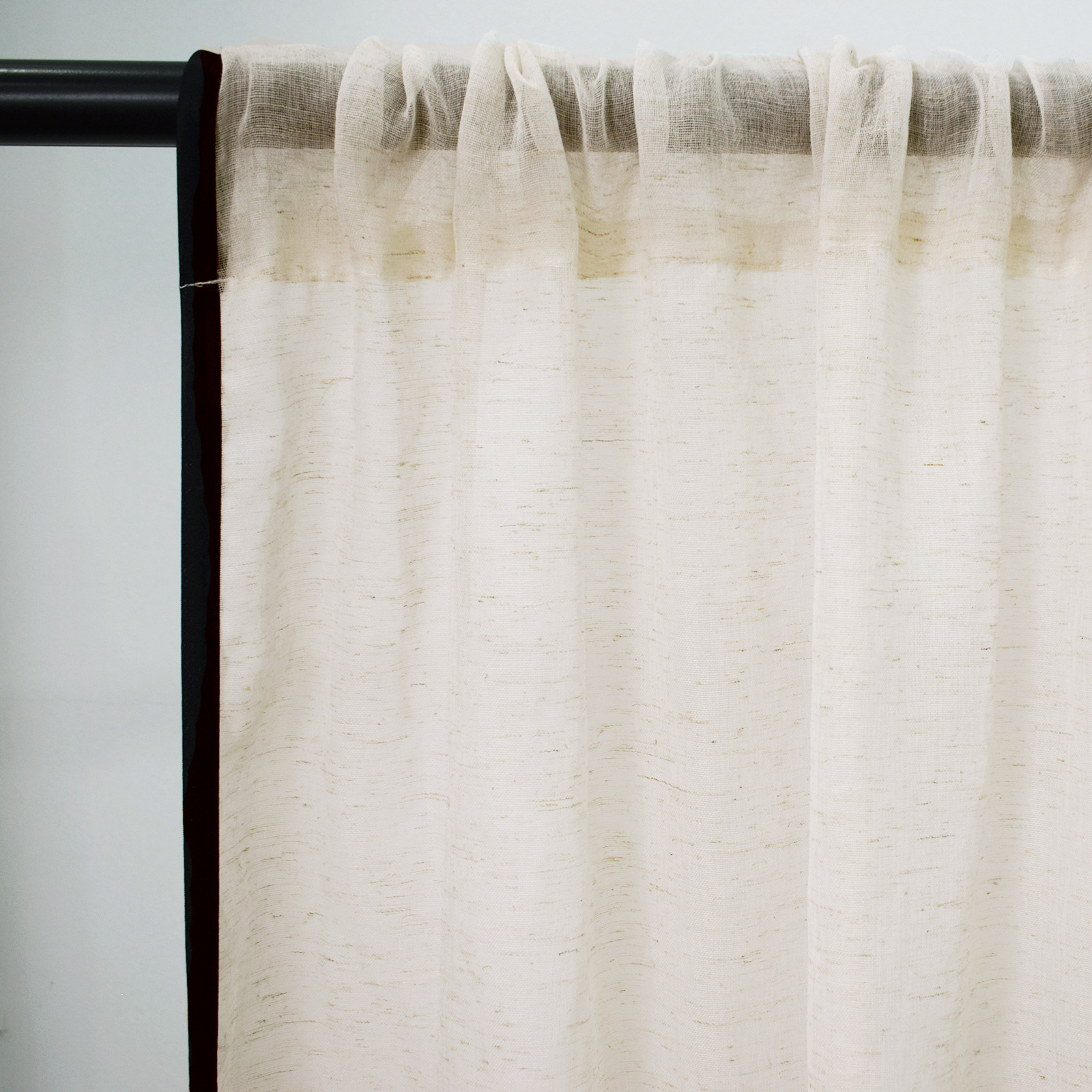 1 piece French-Style Plain Linen Gauze Sheer Curtains with Blackout Borde，Imitation hemp texture，Looming, protecting privacy
