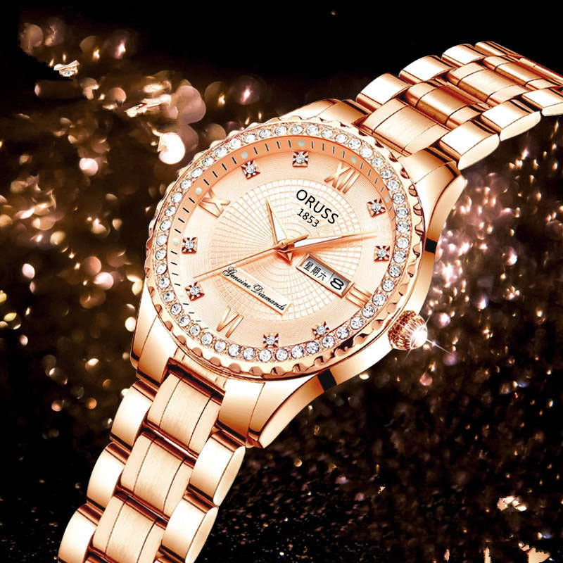 Swiss brand watches with simple temperament, women's new diamond inlaid goddess watch wholesale, women's watch ins style, one piece dropshipping