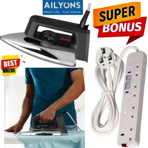SAME  DAY DELIVERY AILYONS ELECTRIC DRY IRON BOX 1000W // IronBox // IRONING BOX WITH ADJUSTABLE TEMPERATURE CONTROLLER KNOB PASI FOR MEN'S OFFICIAL SUITS AND TROUSERS , SHIRTS + 4 WAY
