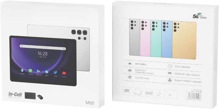 Modio M92 5G Android Tablet, 11" Inches Display, 16GB RAM + 1TB, Dual SIM, 10000mAh With Keyboard & Stylus Pen