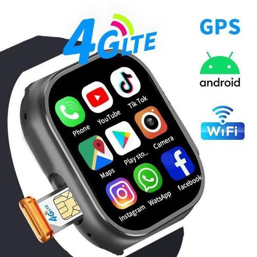 SmartBerry C90 Ultra Smart Watch 4G Network Android Smart Watch 2 Pairs Strap with Support Mobile SIM Card with Google Play Support for All Apps as a Mobile Phone in Your Hand