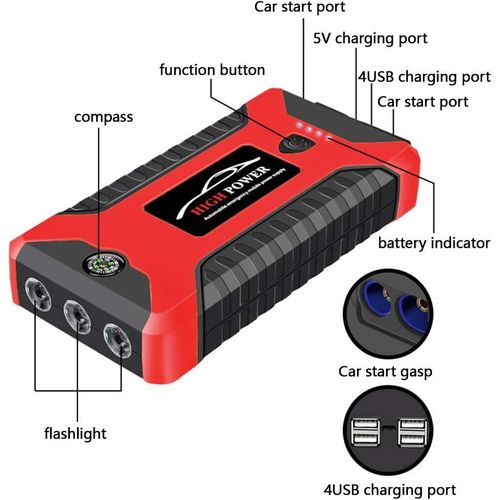 Multi-Function 12V Jump Starter 600A Car Battery Charger Power Bank