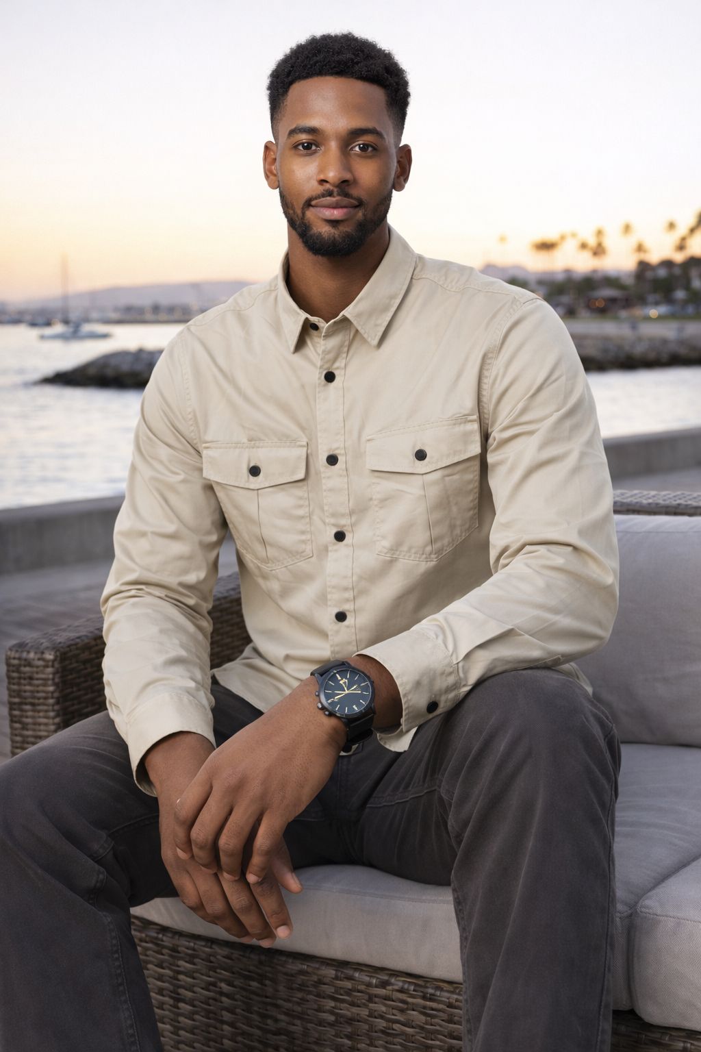 High Quality Men's Casual Long Sleeved Cotton Shirts; New Arrivals Double Pocket Button Down Men's Clothing T-Shirts / Solid Color Shirts