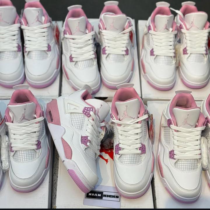 ORIGINAL AIR JORDAN 4 RETRO OG ''White Pink Oreo'' Women Shoes Sneakers ;New Arrival & Best Quality Women's Sneakers  Airjordan J4 Fashion Unisex Sneakers