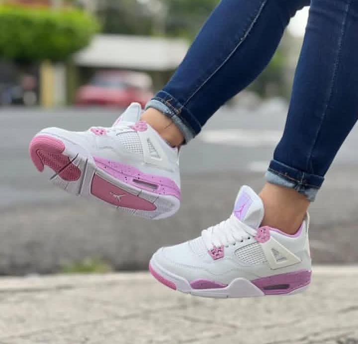 ORIGINAL AIR JORDAN 4 RETRO OG ''White Pink Oreo'' Women Shoes Sneakers ;New Arrival & Best Quality Women's Sneakers  Airjordan J4 Fashion Unisex Sneakers
