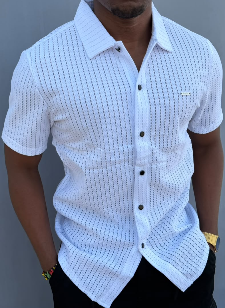 New Arrival Premium Quality Men's Boutique Short Sleeved Breathable Mesh Cuban Shirts; Non-Fade Fabric Cuban Men's Clothing /Men's Shirts