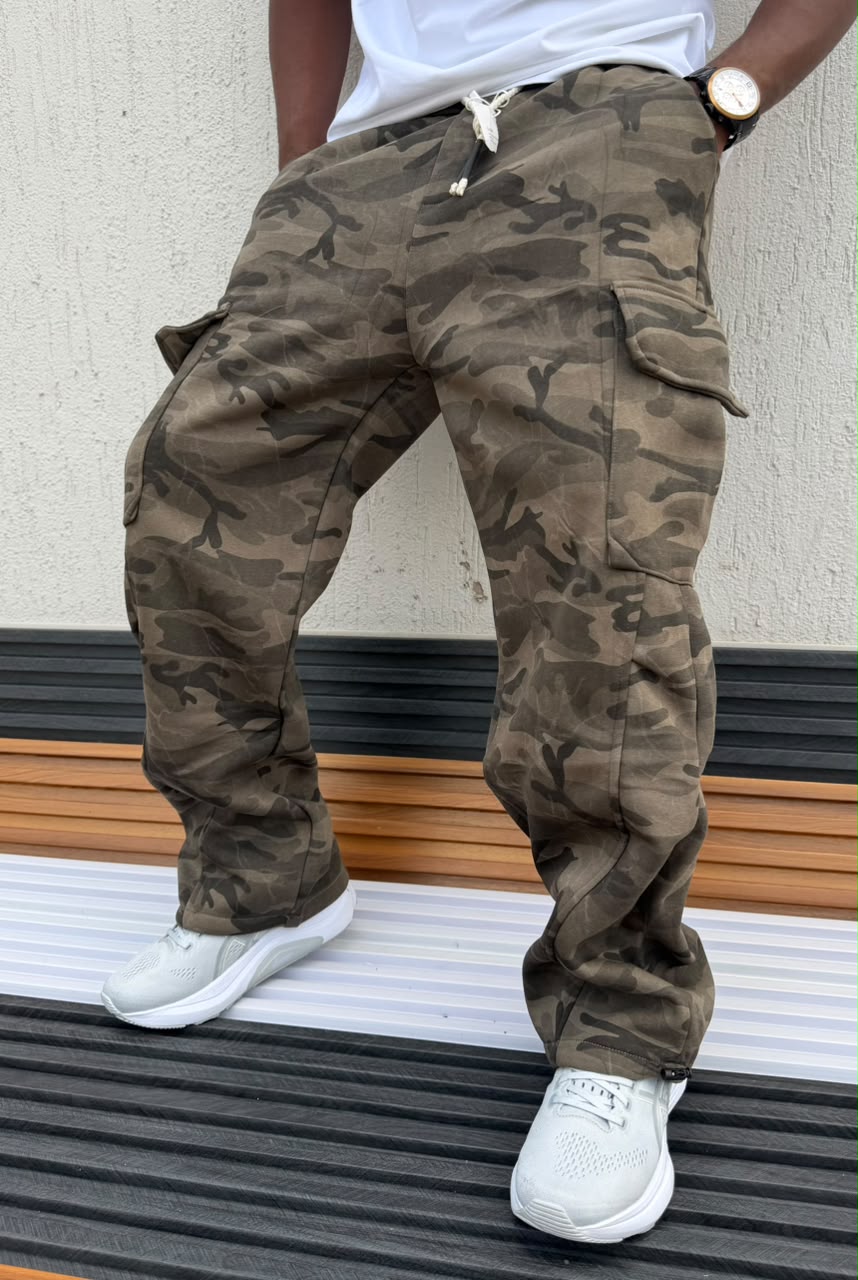 New Arrival Men's Camouflage Cargo Trousers; Casual Jogger Pants Camo Combat Cargo Pants With Drawstrings & Side Flap Pockets/Men's Clothing/Bottoms