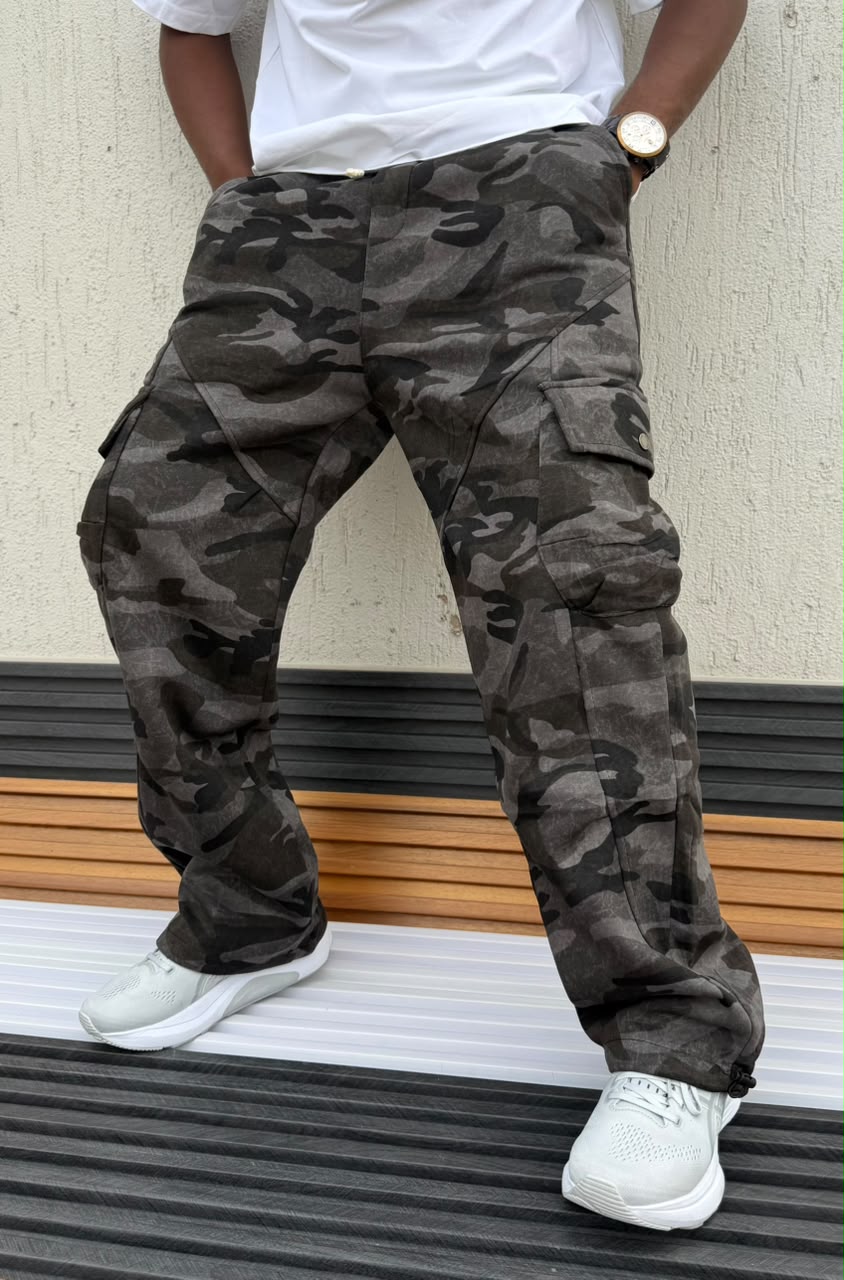 New Arrival Men's Camouflage Cargo Trousers; Casual Jogger Pants Camo Combat Cargo Pants With Drawstrings & Side Flap Pockets/Men's Clothing/Bottoms