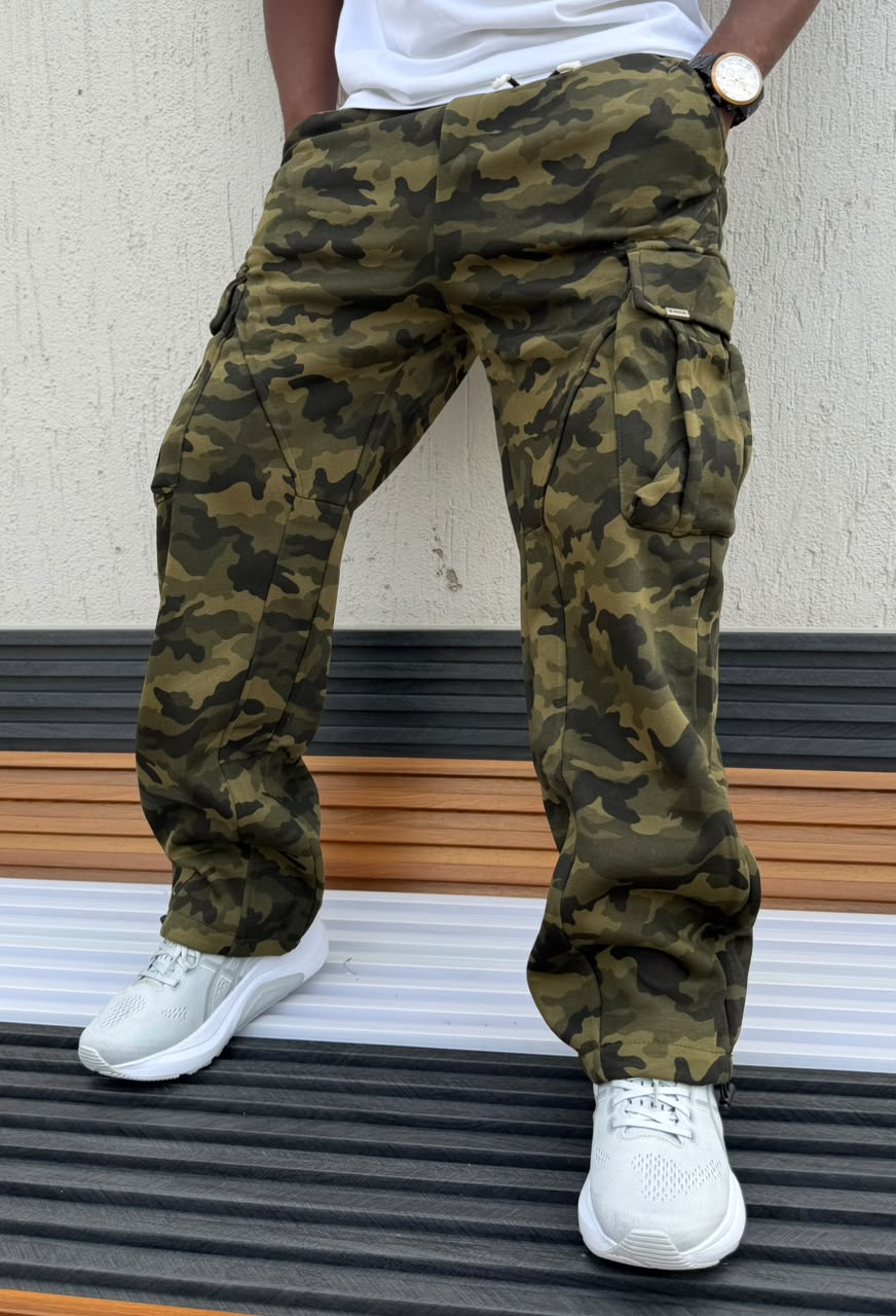 New Arrival Men's Camouflage Cargo Trousers; Casual Jogger Pants Camo Combat Cargo Pants With Drawstrings & Side Flap Pockets/Men's Clothing/Bottoms
