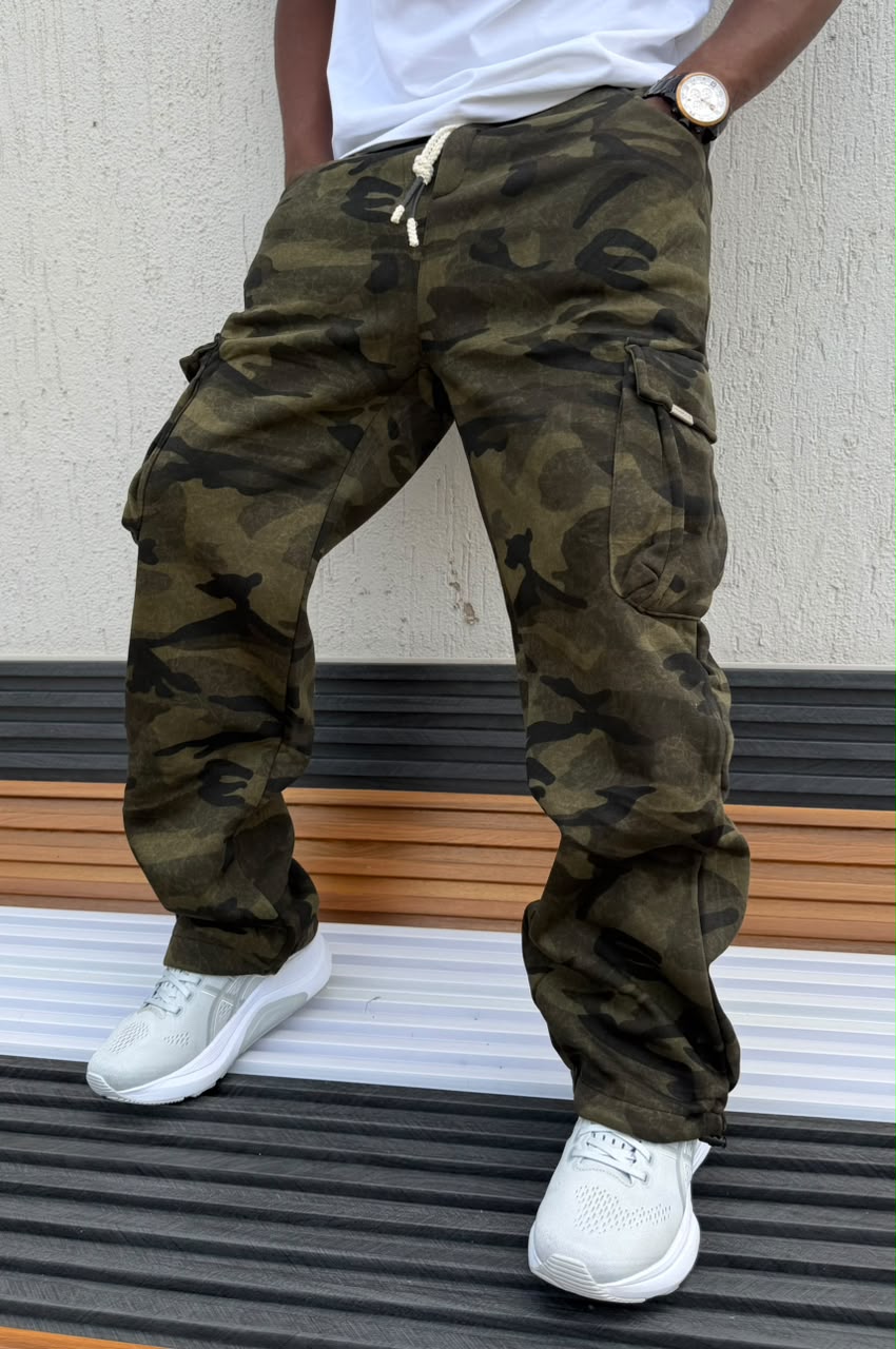 New Arrival Men's Camouflage Cargo Trousers; Casual Jogger Pants Camo Combat Cargo Pants With Drawstrings & Side Flap Pockets/Men's Clothing/Bottoms