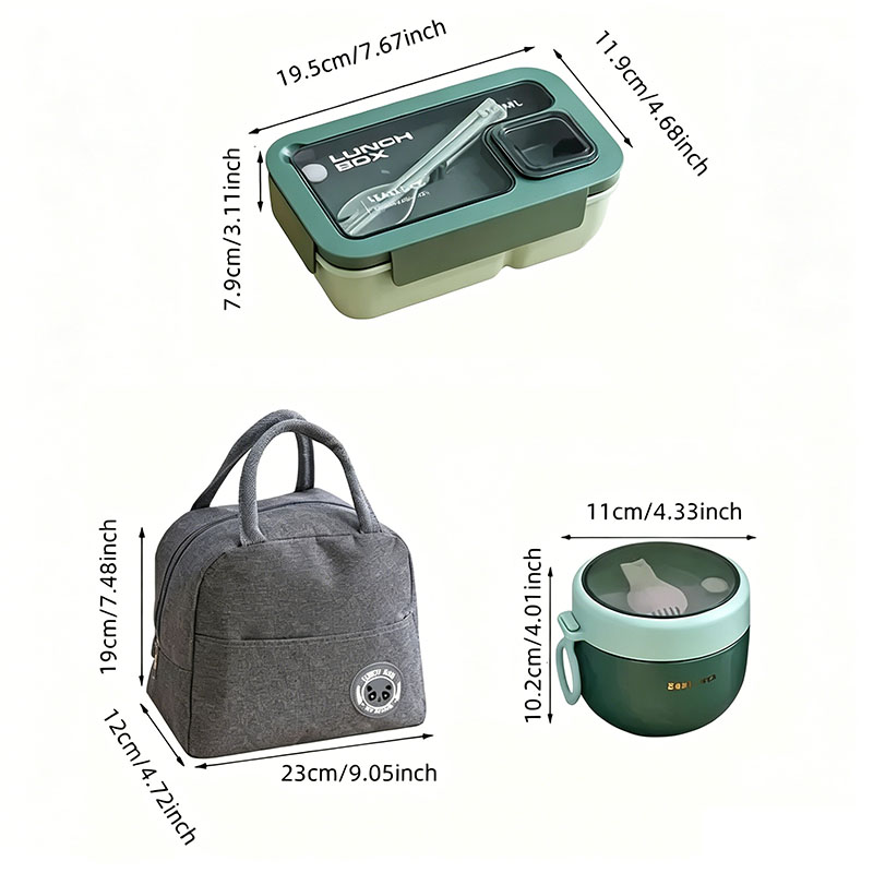 Jaza Keja Lunch Bento Box Set Portable Leak Proof Storage Box Soup Cup With Lid Thermal Bag Reusable Insulated Food Containers for Office Lunch Kids Back To School