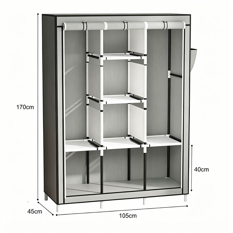 Jaza Keja Wide 3 Columns metalic Clothes Storage Portable Wardrobe Dustproof Cover Closet Durable Clothes Rack Organizer