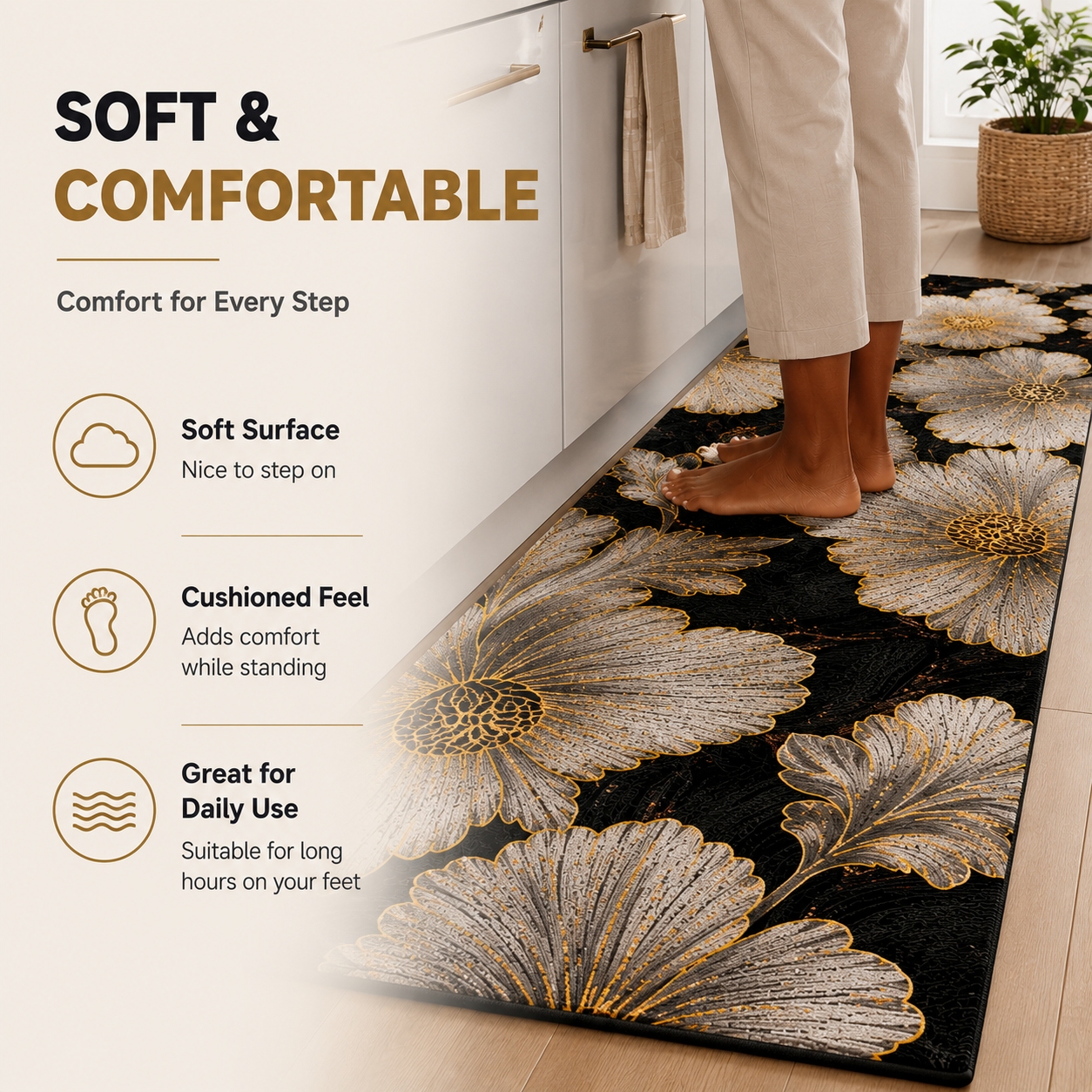 2pcs Luxury High-end Diatom Mud Kitchen Floor Mat Waterproof Oil-proof Dirty Resistant Home Carpet PVC Wear-resistant Rugs