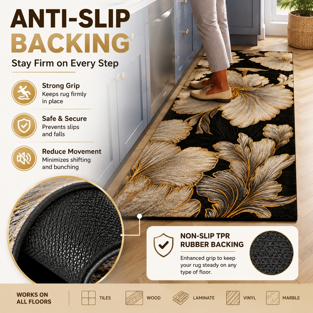 2pcs Luxury High-end Diatom Mud Kitchen Floor Mat Waterproof Oil-proof Dirty Resistant Home Carpet PVC Wear-resistant Rugs