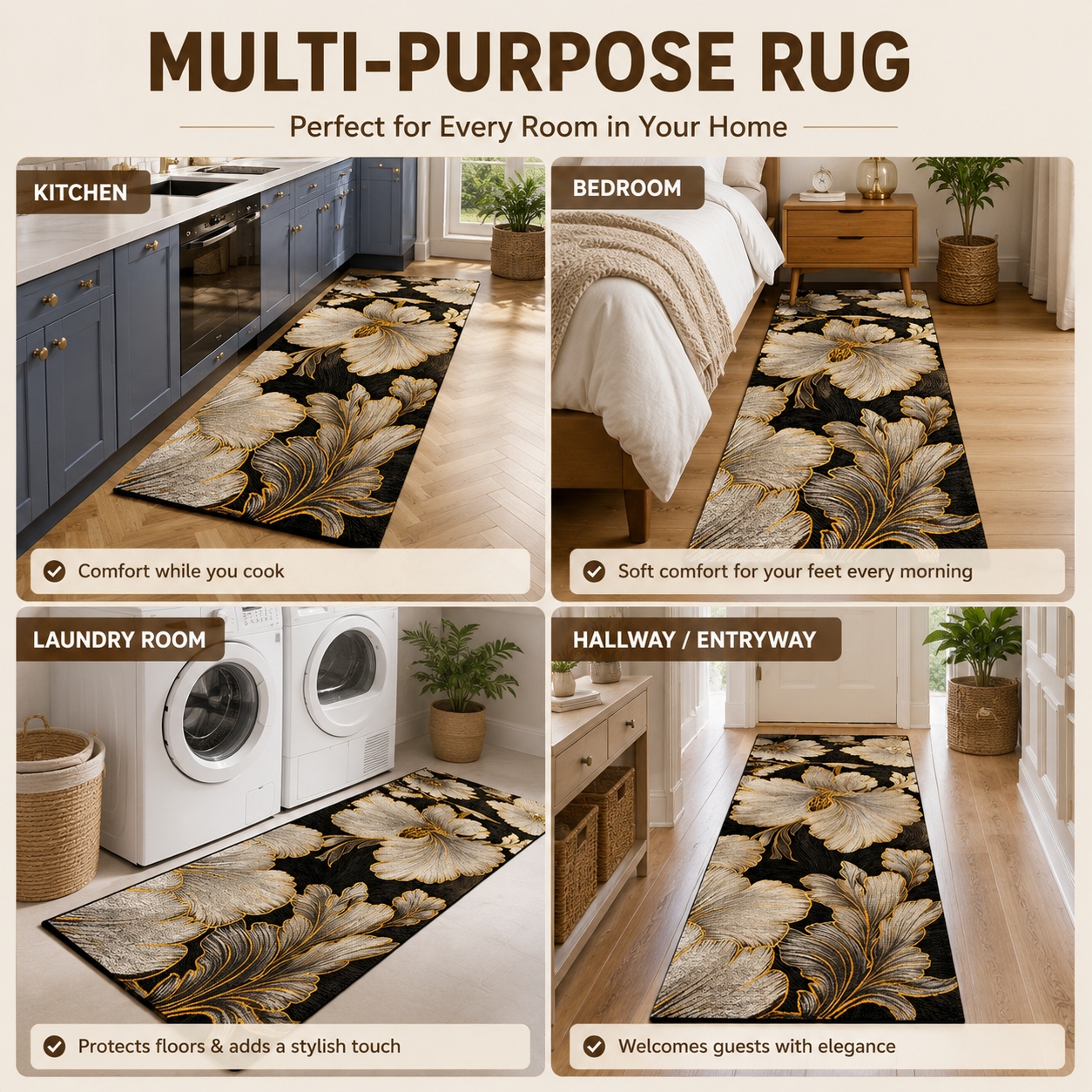 2pcs Luxury High-end Diatom Mud Kitchen Floor Mat Waterproof Oil-proof Dirty Resistant Home Carpet PVC Wear-resistant Rugs