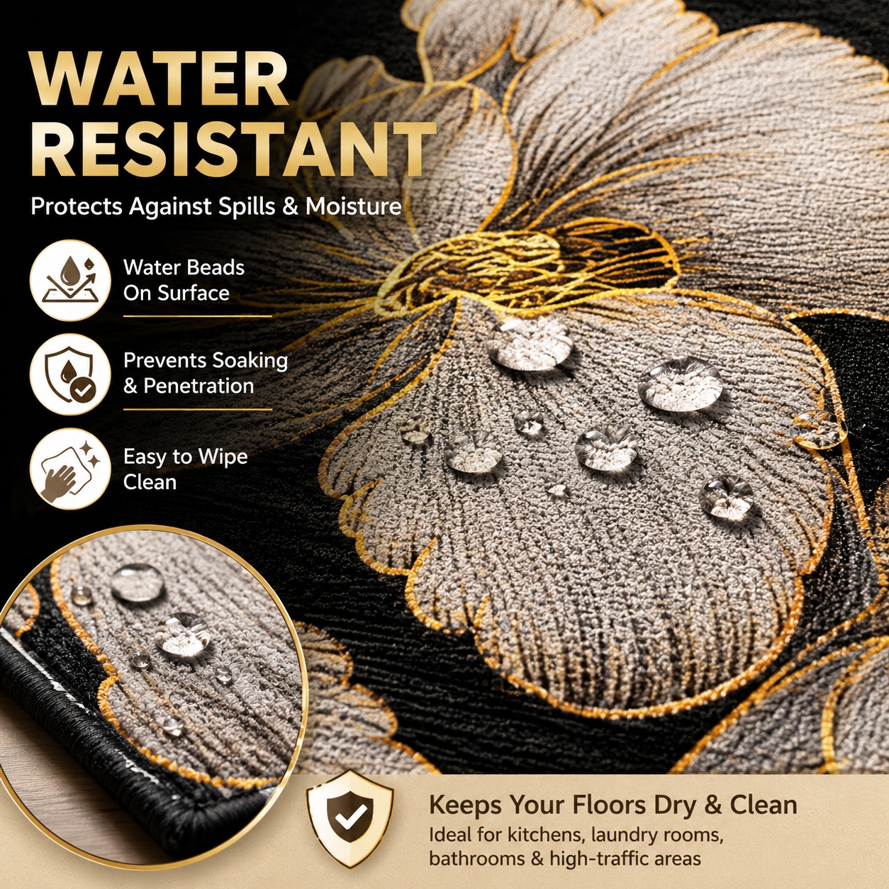 2pcs Luxury High-end Diatom Mud Kitchen Floor Mat Waterproof Oil-proof Dirty Resistant Home Carpet PVC Wear-resistant Rugs