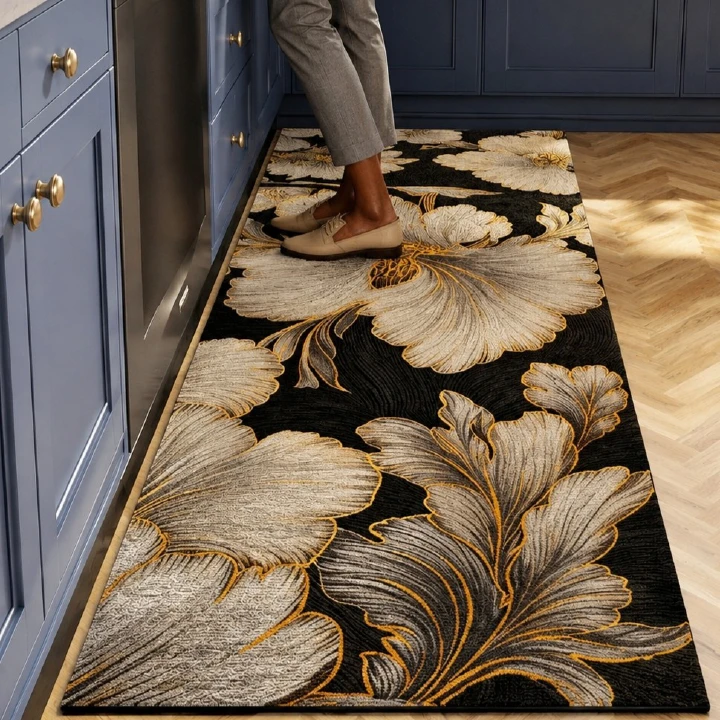 2pcs Luxury High-end Diatom Mud Kitchen Floor Mat Waterproof Oil-proof Dirty Resistant Home Carpet PVC Wear-resistant Rugs