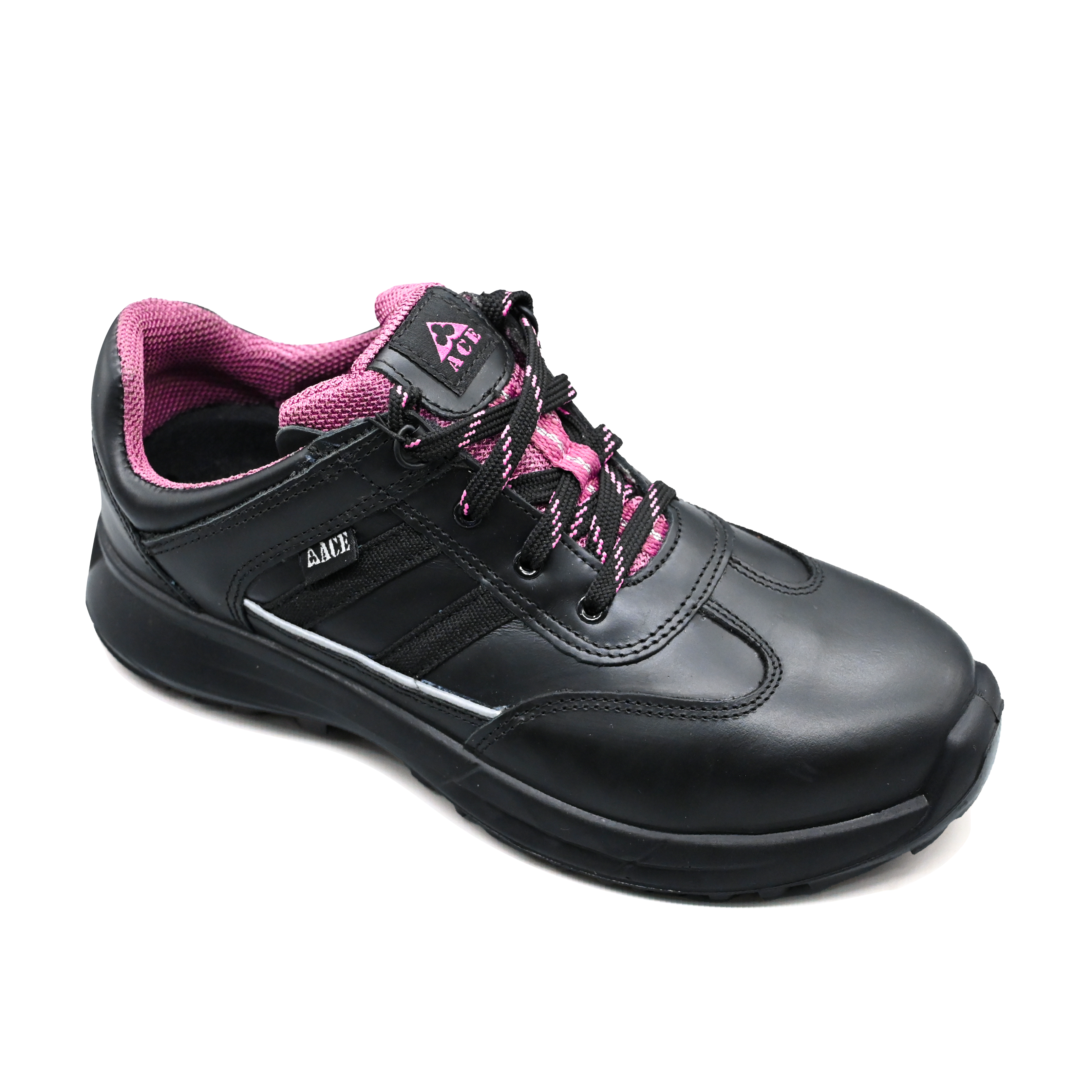 Ace Sindi Ladies Safety Shoes – Magenta | Made in Kenya by Umoja, Water Resistant 1.8mm Leather, Breathable Gallop Mesh, PU Outsole, Steel Toe 200J, ISO 20345:2011 S2 SRC